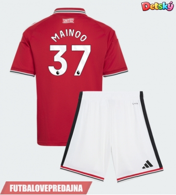 Lacne Dětský Futbalové dres Manchester United Kobbie Mainoo #37 2026-27 Krátky Rukáv - Domáci (+ trenírky)